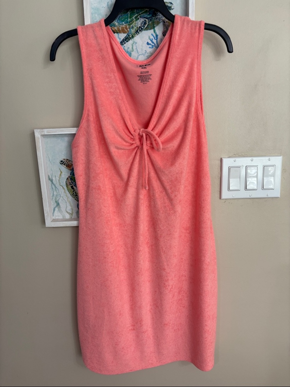 SO Coral Pink Sleeveless Tank with Front Tie Detail